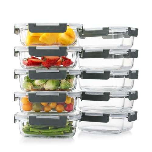 Cuiselect 10 Pack 22 Oz Glass Meal Prep Containers for Food Storage with Lids