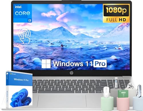 HP 15.6" Touchscreen Laptop for Business & Students - Intel 6-core i3 Processor(Up to 4.4GHz), 64 GB RAM, 2 TB SSD, Intel UHD GPU, Wi-Fi 6E, Long Battery Life, Windows 11 Pro, Copilot, w/Accessories