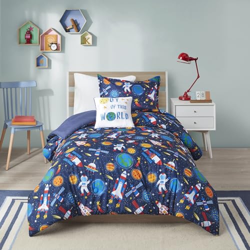Intelligent Design Modern All Season Cotton Comforter, Cozy Kids Bedding, Matching Shams, Decorative Pillow, Twin, Strip Multi 4 Piece
