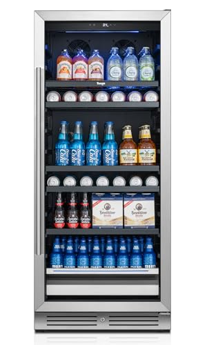 Yeego Beverage Refrigerator & Drink Fridge - 24 inch 238 Cans Beer Cooler with Glass Door, 34-54℉ Built-in or Freestanding Refrigerator with Door Lock, For Drink Soda Wine and Kitchen, Bar or Office