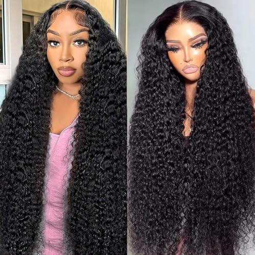 Flower Shadow 13x6 HD Lace Front Wigs Human Hair 210 Density 30 Inch Water Wave Lace Front Wigs Pre Plucked Wet and Wavy Brazilian Deep Curly Wig Glueless Frontal Wigs For Black Women