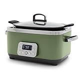 GreenPan Elite 14-in-1 Nonstick 6QT Electric Slow Cooker, PFAS-Free Ceramic Multi-Cooker, In-Pot Browning, Dishwasher Safe Lid & Removable Crock, Stainless Steel Steamer, Silicone Handles, Sage Green