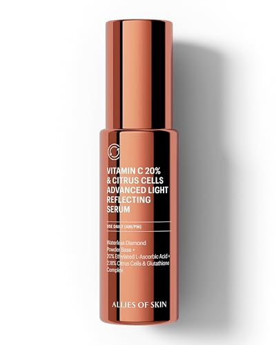 Allies of Skin 20% Vitamin C Serum | Daily Glow & Firming Face Serum | Lightweight Waterless Formula Treats Uneven Tone & Spots | Anti-Aging Support for Smooth, Radiant Skin | 1 fl oz