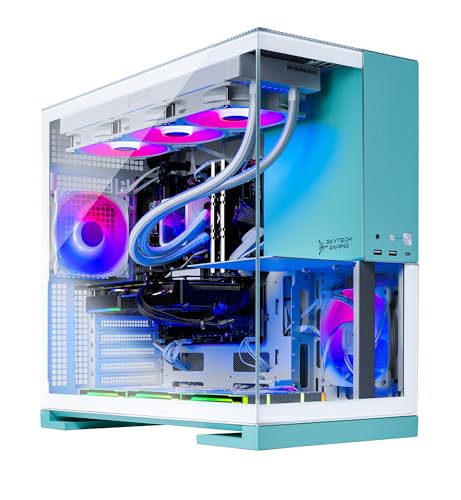 Skytech Gaming Aqua Gaming PC, AMD Ryzen 7 7800X3D 4.2GHz, AMD RX 9060XT 16GB, 1TB Gen4 NVMe SSD, 32GB DDR5 RAM 5600, 850W Gold ATX 3 PSU, 360 ARGB AIO, Wi-Fi, Win 11, Desktop