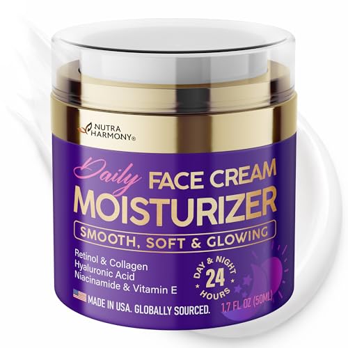 Face Moisturizer - Day & Night Face Cream - Collagen | Retinol | Hyaluronic Acid | Ceramides - Smooth, Soft & Glowing Skin - DD Cream for Women & Men - Dermatologically Tested - Made in USA 1.7 FL OZ