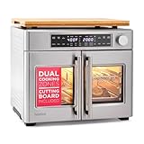 Ivation Dual Zone Air Fryer French Door Oven - 32 Quatity Convection Toaster Combo, 10-in-1 Multifunction Up to 450° - 1800W - Temperature Control, Timer - Stainless Steel - Dehydrate, Bake, Roast