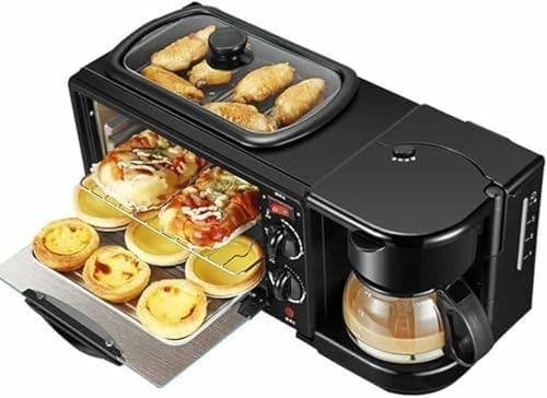 Breakfast Station 3-in-1, Versatile Kitchen Appliance with Coffee Maker, Non-Stick Griddle & Toaster Oven - for Small Spaces and Kitchenettes