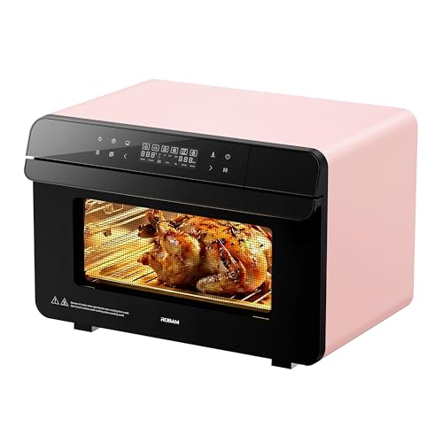 ROBAM Toaster Air Fryer Combi Oven, Countertop Steam Oven 20-in-1 with Convection Steam Roast & Bake, Multi-Stage Cooking, Self-Clean, 7 Modes, 30 Built-In Recipes, for Kitchen Pizza Baking (Pink)