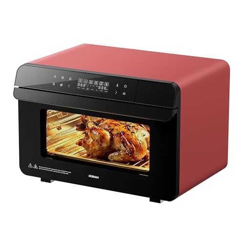 ROBAM Toaster Air Fryer Combi Oven, Countertop Steam Oven 20-in-1 with Convection Steam Roast & Bake, Multi-Stage Cooking, Self-Clean, 7 Modes, 30 Built-In Recipes, for Kitchen Pizza Baking (Red)