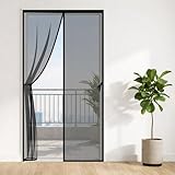 Classic Mosquito Net for Doors with Magnet – Heavy-Duty Fiberglass Mesh | Strong Auto-Close Magnets | Full Frame Hook-&-Loop | DIY Installation for Wooden/UPVC/Marble Doors (185×70 cm, Black)