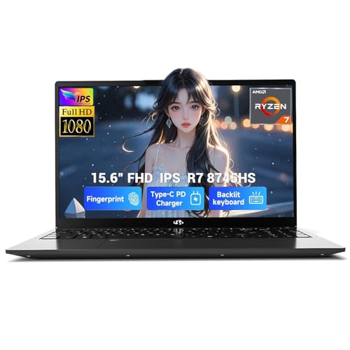 NIMO 15.6" IPS FHD-Gaming-Laptop, 8 Cores AMD Ryzen 7 8745HS (up to 4.9GHz Beat R9 7940HS) Radeon 780M-Graphics, 16GB DDR5 RAM 256GB SSD 100W Type-C Backlit Keyboard Fingerprint for Creators
