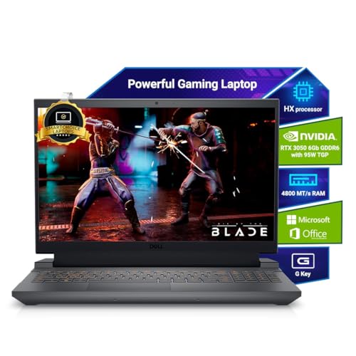 Dell G15-5530, Core i7-13650HX, RTX 3050-6GB, 16GB DDR5, 512GB SSD, FHD, 15.6"/39.62cm, 120Hz, Windows 11, MS Office 24, Dark Shadow Grey, 2.65KG, Orange Backlit Keyboard with G-Key Gaming Laptop