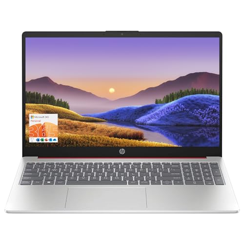 HP 15.6" Portable Laptop (Include 1 Year Microsoft 365), HD Display, Intel Quad-Core N200 Processor, 16GB RAM, 128GB Storage, Wi-Fi 6, Webcam, HDMI, Numeric Keypad, Windows 11 Home, Red