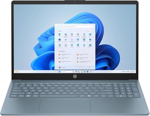 HP 15.6" Portable Laptop (Include 1 Year Microsoft 365), HD Display, Intel Quad-Core N200 Processor, 16GB RAM, 128GB Storage, Wi-Fi 6, Webcam, HDMI, Numeric Keypad, Windows 11 Home, Moonlight Blu
