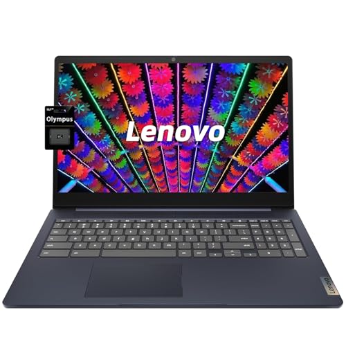 Lenovo Chromebook 15.6”FHD Laptop, Intel Dual Core N4500, 8GB RAM, 128GB Storage (64GB eMMC+64GB SD Card), Business & Students Laptop, Anti-Glare, HDMI, USB, Webcam, WiFi 6, Bluetooth, Chrome OS, Blue