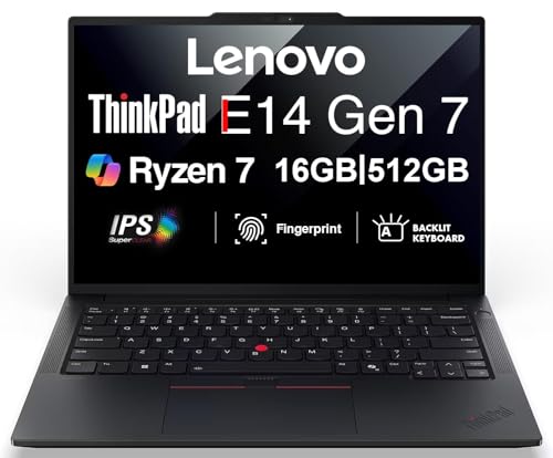 Lenovo ThinkPad E14 Gen 7 AI Business Laptop 14" FHD+ Display (AMD Ryzen 7 250 (Beat Ryzen 5 7535U), 16GB DDR5, 512GB SSD, Copilot, Backlit, Fingerprint, 5M RGB Webcam, Thunderbolt 4, Win11Pro), 2026