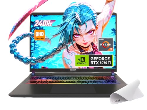 msi Vector 16 HX AI Gaming Laptop, 16" QHD+ IPS 240Hz,AMD Ryzen 9-8940HX Processor, GeForce RTX 5070 Ti, RGB Backlit, w/Mouse pad (Win 11, 16GB RAM | 1TB PCIe SSD)