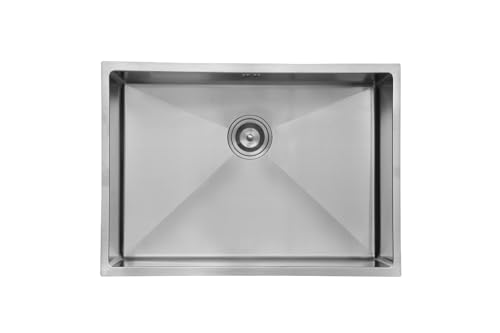 CROCODILE 17x15 Inch 304 Grade 1.2mm Stainless Steel Handmade Kitchen Sink | Single Bowl, Heavy Duty, Anti-Rust, Sound-Dampening Sink for Modern Kitchens