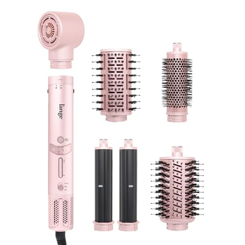 L'ANGE HAIR TurboStyle All-in-One Air Styling & Drying System | 5-in-1 Attachments with Auto-Wrap Curlers & Volumizing Brush | Fast-Drying Brushless Motor Dryer | Dual Voltage | All Hair Types (Blush)