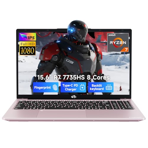 NIMO Gaming Laptop, 15.6" FHD Display, AMD Ryzen 7 7735HS (8C/16T, Up to 4.75GHz) Computer, 64GB DDR5 2TB NVMe SSD, Radeon 680M Graphics, Backlit Keyboard, Fingerprint Unlock, PD 100W Type-C