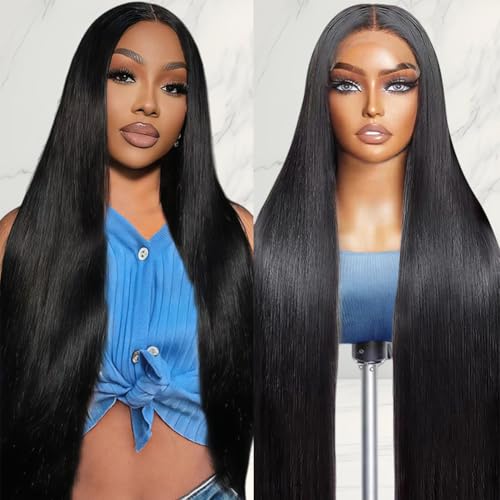 TAIKOU 28 Inch Straight Wigs Human Hair 13x6 Frontal Wig 200 Density HD Transparent Lace Front Wigs Human Hair Pre Plucked 13x6 Straight Human Hair Wig for Women Natural Color