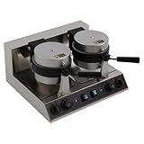 2600W 110V Commercial Dual Head Waffle Maker, Burger Maker Temperature Control 50-300℃, Stainless Steel Waffle Sandwich Panini Press Maker 180°Rotating Cooking for Home, Kitchens, Breakfast Shops