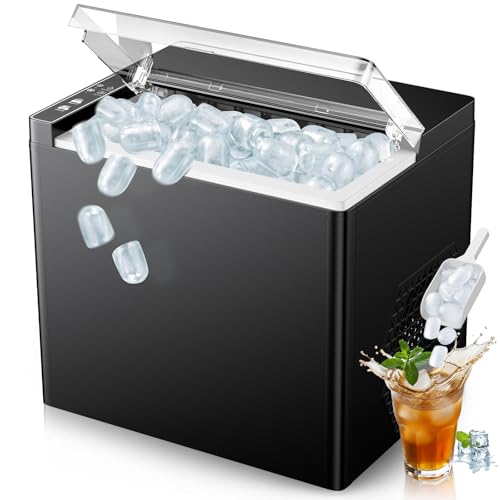 ORFLROA Ice Makers Countertop, 9 Ice Cubes in 6 Mins Portable Ice Maker, 2 Sizes of Bullet Ice (S/L) Small Ice Machine for Home Kitchen Camping (Sable)