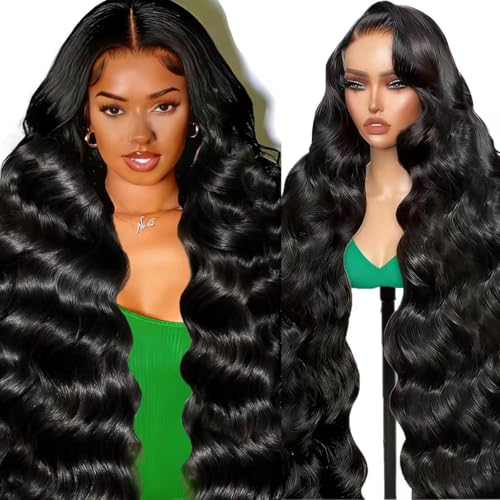 BaodanHair Lace Front Wigs Human Hair 13x6 Body Wave 30 Inch, 250 Density Glueless HD Transparent Lace Frontal Wigs for Women, Pre Plucked with Baby Hair Brazilian Virgin Hair Natural Color