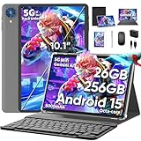 10 Inch Tablet, 2026 Android 15 Tablet with Keyboard, 26GB+256GB+2TB Expand, Tablets PC with Gemini AI, Octa-Core, 8000mAh, 5G WiFi, Widevine L1, GMS, 2 in 1 Tablets with Case, Mouse, Stylus (Black)
