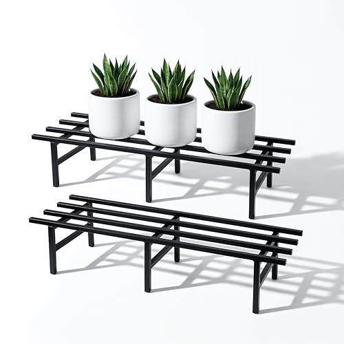 Robustt Horizontal Metal Pot Stand (Set of 2) 76x24x18 Cm | Rust-Proof Matte Powder-Coated Pot Stand for Big Size Plants | Supports Up to 200 Kg| Ideal for Balcony, Outdoor and Indoor Plant Display