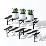Robustt Horizontal Metal Pot Stand (Set of 2) 76x24x18 Cm | Rust-Proof Matte Powder-Coated Pot Stand for Big Size Plants | Supports Up to 200 Kg| Ideal for Balcony, Outdoor and Indoor Plant Display