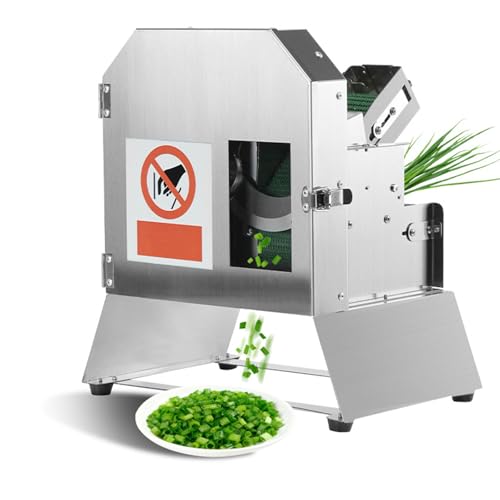 200W Commercial Electric Vegetable Slicer & Chopper, Automatic Conveyor Belt Cutter, 0.1–35mm Adjustable Thickness, for Scallion, Cucumber, Green Bean, Commercial Kitchen 110V