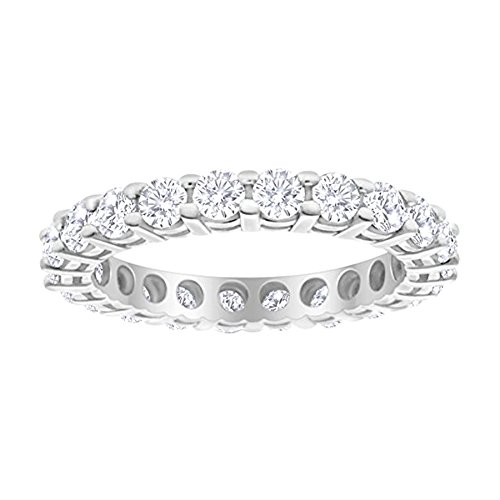 Houston Diamond District 1 to 10 Carat Round Cut LAB GROWN Diamond Ladies Eternity Wedding Anniversary Stackable Ring Band (E-F Color VS2-SI1 Clarity) 18K White Gold 10 Carat Size: 9.5