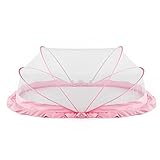 LifeKrafts Foldable Baby Mosquito Net, Bottomless Net for Safe & Easy Use | Ensures Your Baby's Safe Sleep 90 x 50 x 50cms, for Newborns & Infants (0 to 24 Months) - Baby Pink