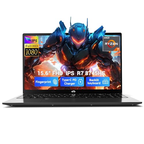 NIMO 15.6" IPS FHD-Gaming-Laptop-Computer, AMD Ryzen 7 8745HS 64GB DDR5 RAM 1TB SSD Radeon 780M-Graphics (8C/16T, up to 4.9GHz Beat R9 7940HS) 100W Type-C Backlit Keyboard Fingerprint USB 4.0