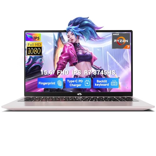 NIMO 15.6" IPS FHD-Gaming-Laptop-Computer, AMD Ryzen 7 8745HS 64GB DDR5 RAM 2TB SSD Radeon 780M-Graphics (8C/16T, up to 4.9GHz Beat R9 7940HS) 100W Type-C Charger Backlit Keyboard Fingerprint