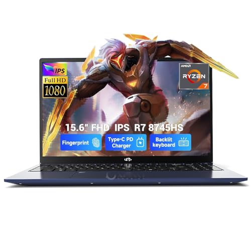 NIMO 15.6" IPS FHD-Gaming-Laptop-Computer, AMD Ryzen 7 8745HS 64GB DDR5 RAM 2TB SSD Radeon 780M-Graphics (8C/16T, up to 4.9GHz Beat R9 7940HS) 100W Type-C Charger Backlit Keyboard Fingerprint