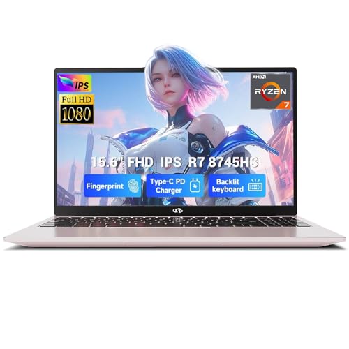 NIMO 15.6" IPS FHD-Gaming-Laptop-Computer, AMD Ryzen 7 8745HS 64GB DDR5 RAM 2TB SSD Radeon 780M-Graphics (8C/16T, up to 4.9GHz Beat R9 7940HS) 100W Type-C Backlit Keyboard Fingerprint USB 4.0