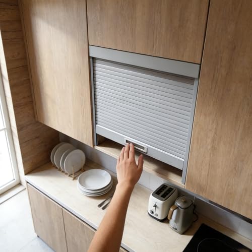 Small Roll Up Cabinet Folding Doors, Interior/Outdoor Appliance Storage Tambour Door, Storage Cabinets Sliding Gate System