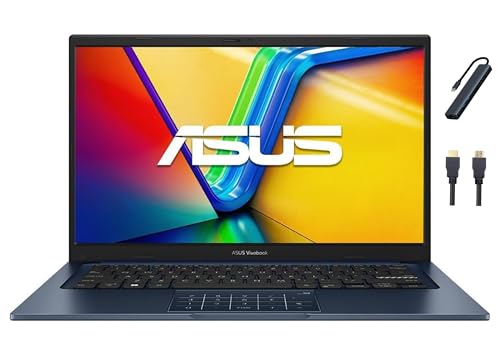 ASUS Vivobook 14 14'' FHD Display Laptop, Intel Core 5 120U Processor, Intel Graphics, 12GB RAM, 256GB SSD, Wi-Fi 6, Bluetooth, Win11 Home in S Mode, Quiet Blue with TGY Accessories