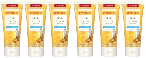 Burt's Bees, Body Lotion with Milk and Honey, Moisturizing Lotion for Normal to Dry Skin, 98.6% Natural Origin Skin Care, 6 oz Bottle (6-Pack)