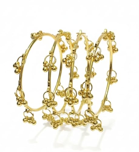Shah Beauty Most Viral Ghungroo Bangles Set for Women in Golden Colour available in medium size (2.6) cm