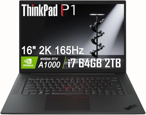 Lenovo ThinkPad P1 Mobile Workstation Laptop (16" 2K 165Hz, Intel 14-Core i7-13800H, 64GB DDR5, 2TB SSD, NVIDIA RTX A1000 6GB) 2 x Thunderbolt 4, Fingerprint, Backlit, FHD IR Webcam, Win 11 Pro