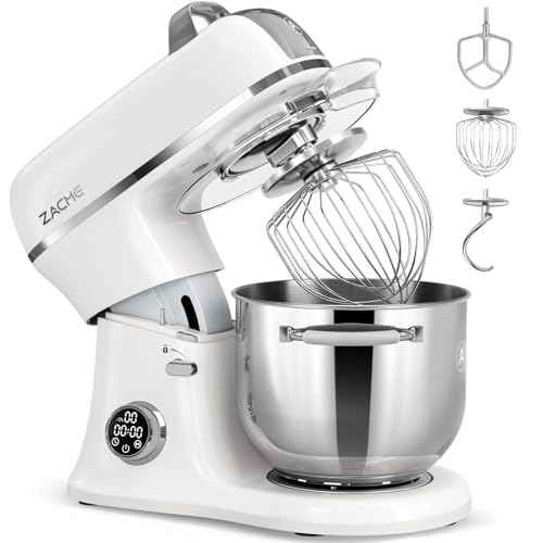 Zacme 7 Quart Stand Mixer Aluminum Die Casting, 650W 12 Speed Tilt-Head Kitchen Electric Stand Mixer, Household Food Mixer with Stainless Steel Bowl, Dough Hook, Whisk and Beater (Porcelain)