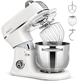 Zacme 7 Quart Stand Mixer Aluminum Die Casting, 650W 12 Speed Tilt-Head Kitchen Electric Stand Mixer, Household Food Mixer with Stainless Steel Bowl, Dough Hook, Whisk and Beater (Porcelain)