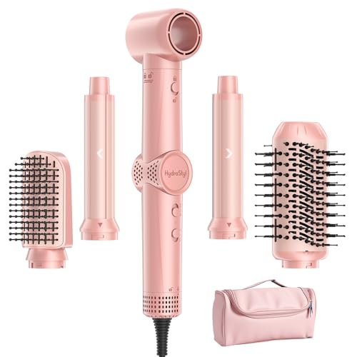 5 in 1 Hot Air Styler Wrap, 110,000 RPM High-Speed Hair Dryer Brush with Negative Ionic, 1300W Fast Drying Blow Dryer & Frizz-Free Styling Curling Volumizing Straightening, Air Styler with Travel Case