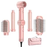5 in 1 Hot Air Styler Wrap, 110,000 RPM High-Speed Hair Dryer Brush with Negative Ionic, 1300W Fast Drying Blow Dryer & Frizz-Free Styling Curling Volumizing Straightening, Air Styler with Trave Case