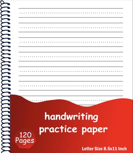 Handwriting Practice Paper: 120 Pages, Blank Dotted lined Paper For Students Learning to Write Letters