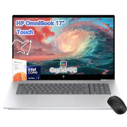 HP OmniBook X 17.3 Touchscreen Laptop -Intel Core Ultra 7 Beat AMD Ryzen 7 7735U -32GB RAM| 2TB SSD -Backlit Keyboard -25.5Hours Battery -Windows 11 Copilot AI PC -Business Work College