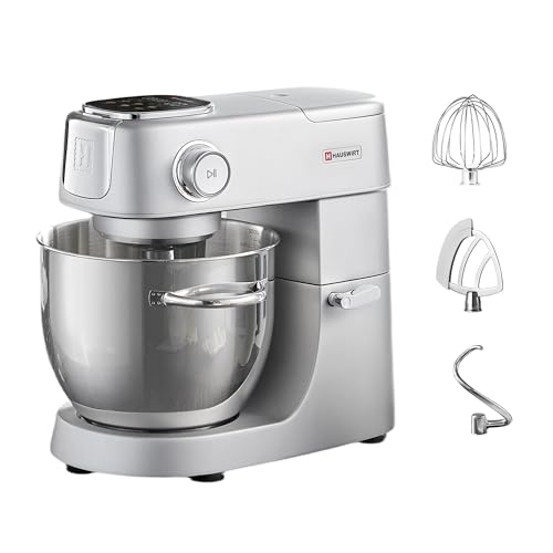 Hauswirt Stand Mixer 6QT XL Large, 4.5" LED Touch Screen Electric Household Stand Up Mixer, Full Metal Structure Standing Mixer 11-Speed, Dough Cake Bread Mixer – Silver